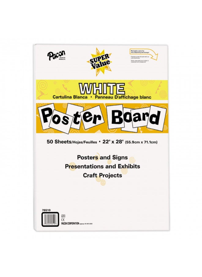 Pacon Pacon Super Value Poster Board, 22"X28", White, 50 Sheets  - Image 1