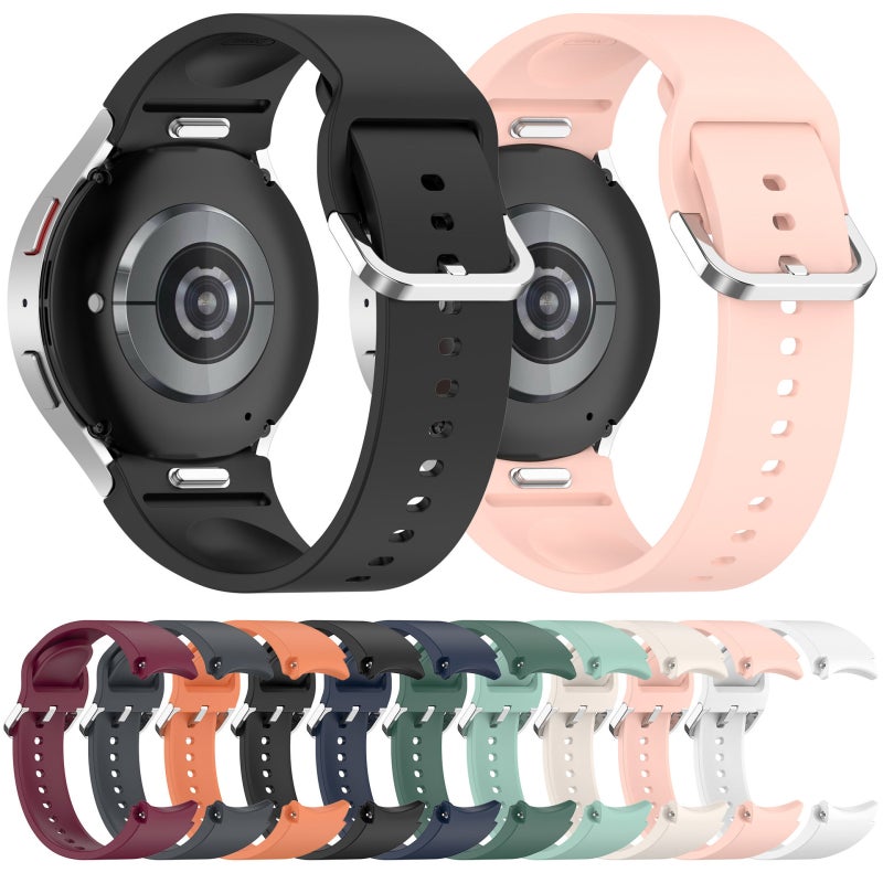 erorex For Samsung Galaxy Watch 6 Classic 47Mm Solid Color Silver Buckle Quick Release Silicone Watch Band(Grey) - Image 4