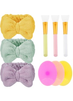 Patelai Silicone Face Brush Set with Headbands3 Pcs Skincare Headbands 3 Pcs Silicone Face Applicator Brush 3 Pcs Face Scrubber Skin Care Tool for Women Men 