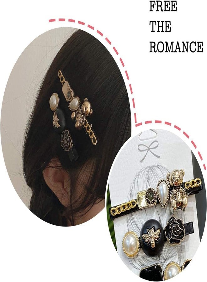 FEBLICH Latest Korean Fashion Style Pearl Rhinestone Metal Hair Clips Hair Pin Mini Clutches Hair Accessories For Women Girls Ladies Girlfriend Long Short Hair Clips (Pearl Black 5 Pcs) - Image 4