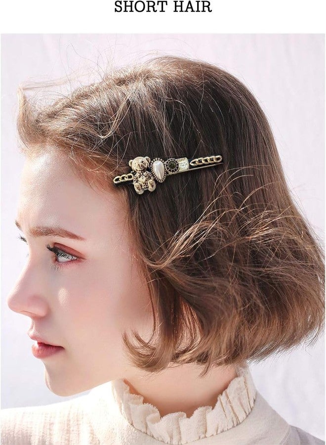 FEBLICH Latest Korean Fashion Style Pearl Rhinestone Metal Hair Clips Hair Pin Mini Clutches Hair Accessories For Women Girls Ladies Girlfriend Long Short Hair Clips (Pearl Black 5 Pcs) - Image 5