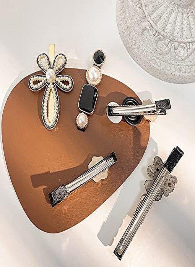 FEBLICH Latest Korean Fashion Style Pearl Rhinestone Metal Hair Clips Hair Pin Mini Clutches Hair Accessories For Women Girls Ladies Girlfriend Long Short Hair Clips (Pearl Black 5 Pcs) - Image 3