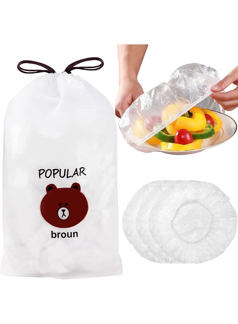 Plastic Fresh Food Storage Covers, 100-Piece Flexible Washable Storage Bags, Universal Elastic Cover for Bowls, Cans, and Watermelons, Airtight Leak-Proof Bags to Keep Food Fresh, Essential Kitchen Accessories for Meal Storage and Smart Fridge Organization - Clear and Durable - Image 1