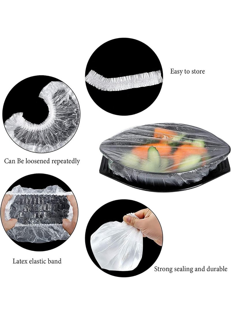Plastic Fresh Food Storage Covers, 100-Piece Flexible Washable Storage Bags, Universal Elastic Cover for Bowls, Cans, and Watermelons, Airtight Leak-Proof Bags to Keep Food Fresh, Essential Kitchen Accessories for Meal Storage and Smart Fridge Organization - Clear and Durable - Image 2