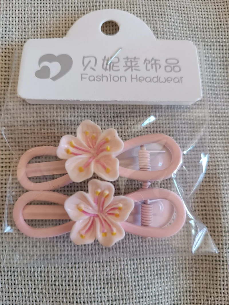 Efna Store Middle Enamel Coated Lotus Flower Bow Pink Double Metal Children's Pin Buckle