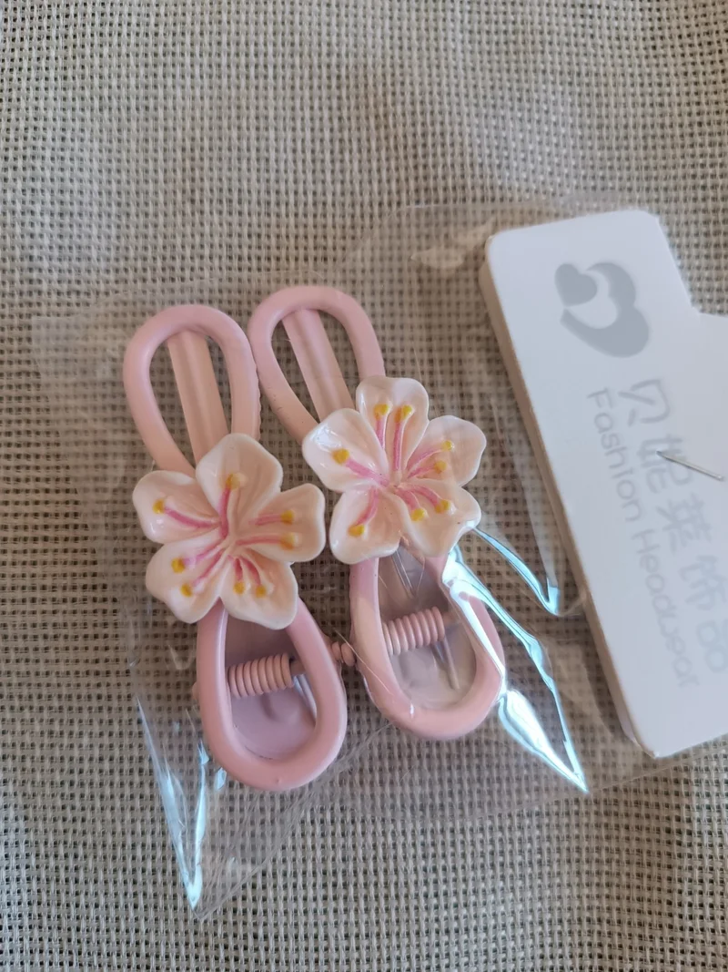 Efna Store Middle Enamel Coated Lotus Flower Bow Pink Double Metal Children's Pin Buckle