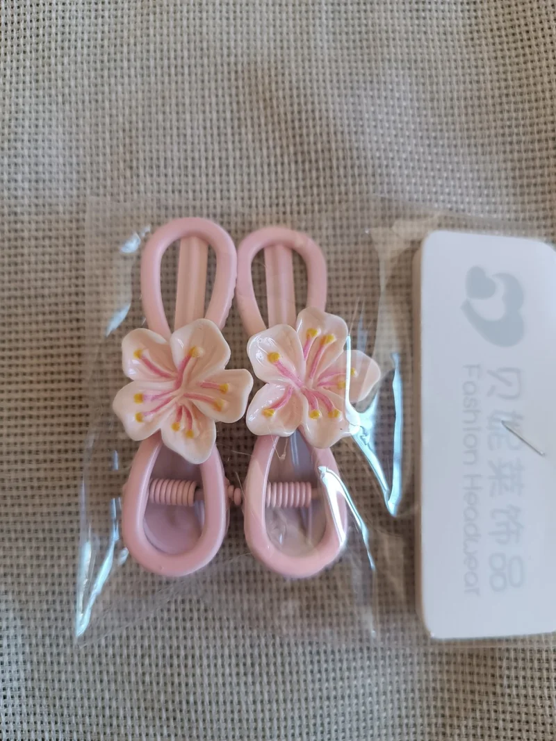 Efna Store Middle Enamel Coated Lotus Flower Bow Pink Double Metal Children's Pin Buckle