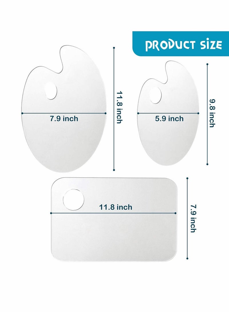 Excefore 3 Pcs Acrylic Paint Palette Clear Art Palette for Adults and Kids, Easy Clean Transparent Non Stick Oil Paint Palette with Protective Kraft for Oil Watercolor Craft DIY Art Painting - Image 2
