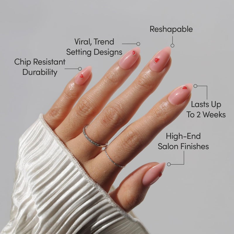 Glamnetic Press On Nails - Juicy Slice | Short Almond Fake Nails with 3D Watermelon Designs on Sheer Pink Base in Glossy Finish, Salon Quality | 15 Sizes - 30 Nail Kit with Glue - Image 3