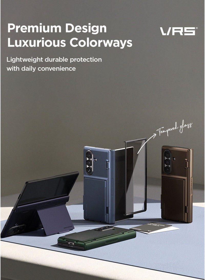VRS Design غطاء محفظة Terra Guard Modern GO 360 لجهاز Samsung Galaxy Z Fold 7 (2025) مع [حامل بطاقتين] و[حماية الشاشة المدمجة] وحماية المفصل - بني داكن - Image 3