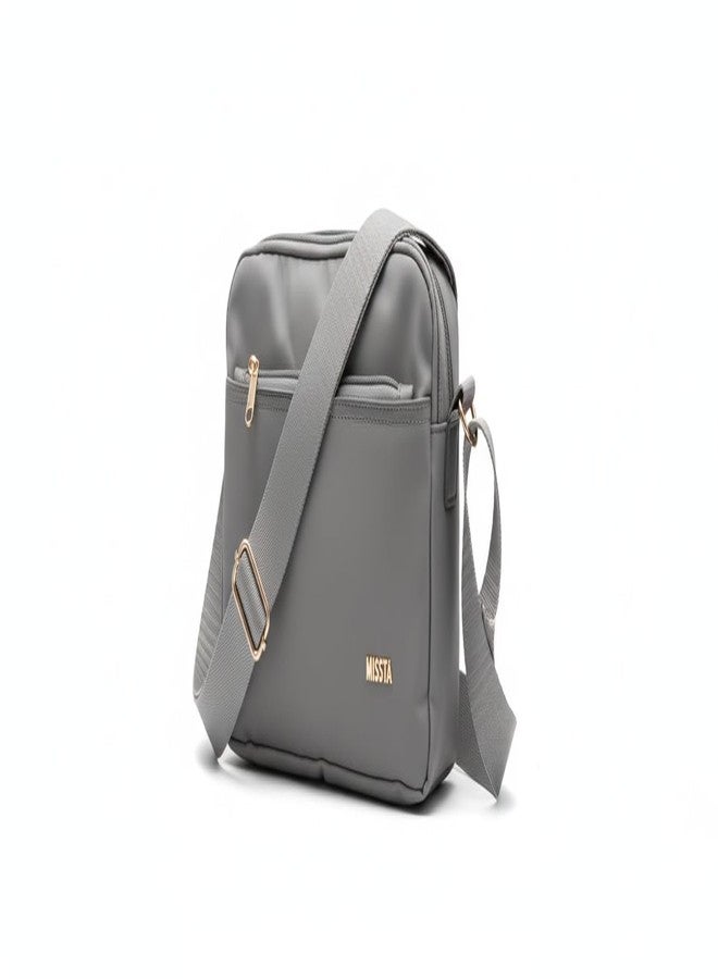 MISSTA Sling Bags for Women | Lightweight Polyester Crossbody Bag with Adjustable Strap | 2 Main Compartments, Front & Back 2 Quick Access Pockets | Small Travel Shoulder Bag for Women (Grey) - Image 2