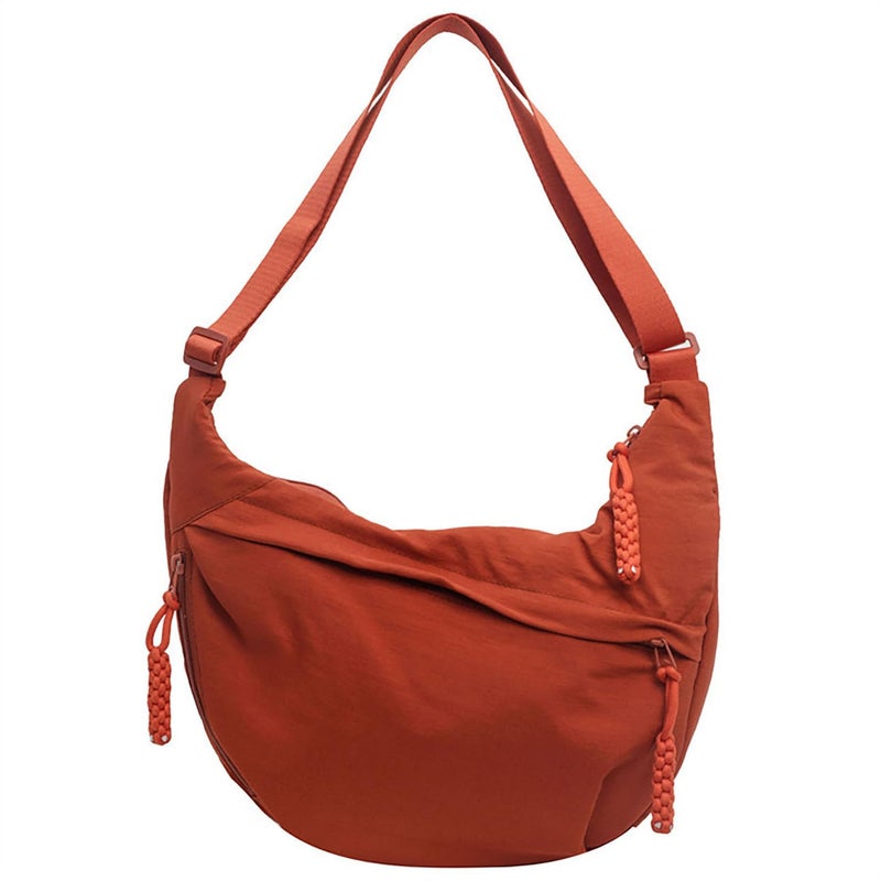 acdiac Crescent Crossbody Shoulder Bag For Women Hobo Bag Multi-Pocket Nylon Backpack Travel Shopping Dumpling Bag (Orange) - Image 1