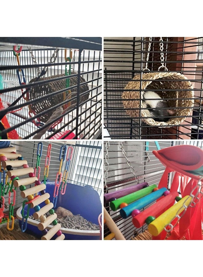 Hamiledyi Hamster Hanging Toy, 3 Piece Wooden Small Animal Ladder Hammock Swing Set Toys for Bird Mice Hamster - Image 3