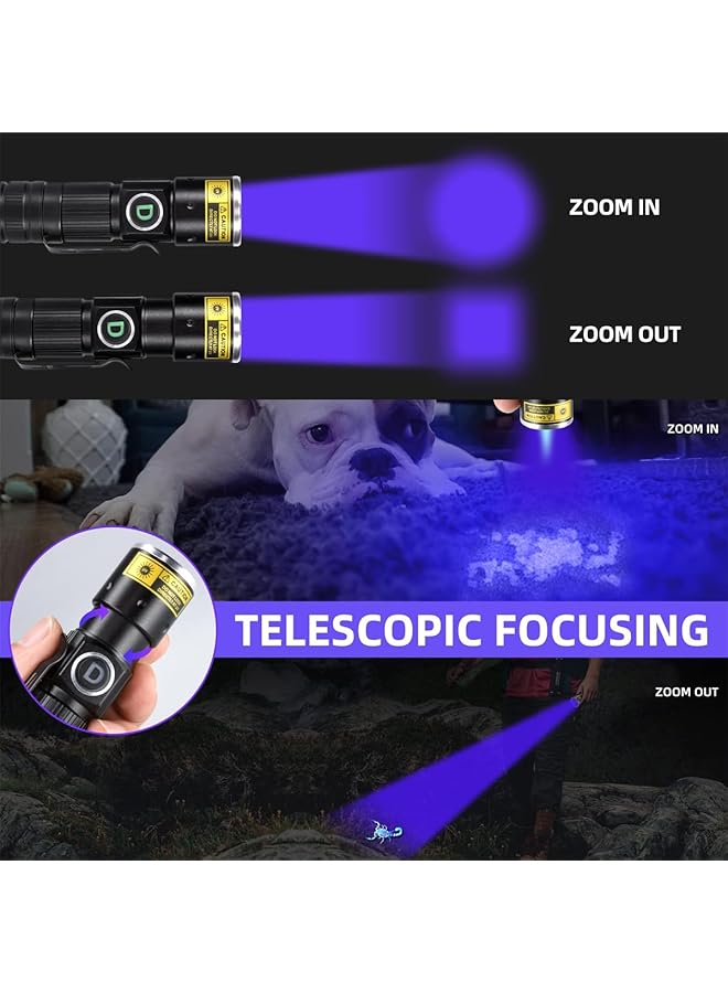 Excefore UV 365nm Flashlight Portable and Zoomable LED Ultraviolet Blacklight for UV Glue Curing Pet Stain Detection Scorpion Finder - Image 3