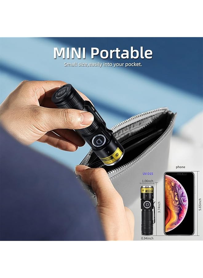 Excefore UV 365nm Flashlight Portable and Zoomable LED Ultraviolet Blacklight for UV Glue Curing Pet Stain Detection Scorpion Finder - Image 5