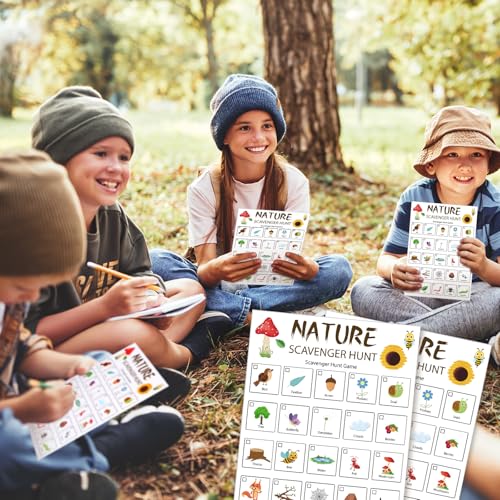 Hoolerry 30 Pcs Nature Scavenger Hunt for Kids Car Scavenger Hunt Cards Road Trip and Travel Activities Camping Games Outdoor Indoor Seek Activity for Kids Adults(Nature) - Image 5