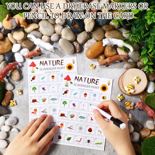 Hoolerry 30 Pcs Nature Scavenger Hunt for Kids Car Scavenger Hunt Cards Road Trip and Travel Activities Camping Games Outdoor Indoor Seek Activity for Kids Adults(Nature) - Image 3