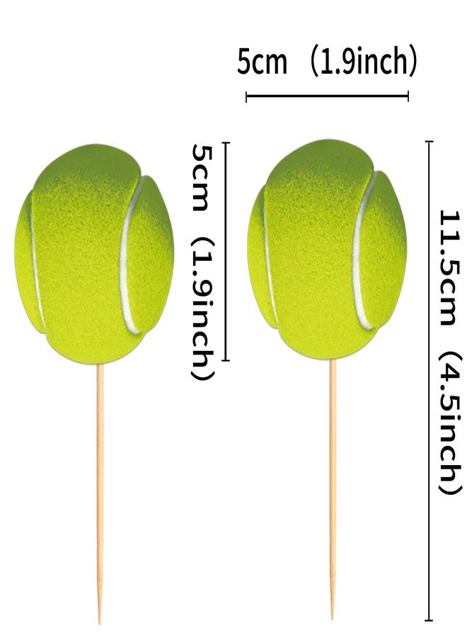 Ercadio 24 Pack Double Sided Tennis Cupcake Toppers Sports Ball Cupcake Picks Tennis Theme Birthday Cake Decorations for Baby Shower Kids Birthday Party Cake Decorations Supplies - Image 2