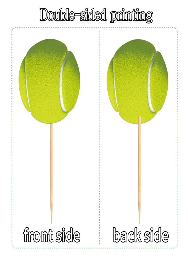 Ercadio 24 Pack Double Sided Tennis Cupcake Toppers Sports Ball Cupcake Picks Tennis Theme Birthday Cake Decorations for Baby Shower Kids Birthday Party Cake Decorations Supplies - Image 3