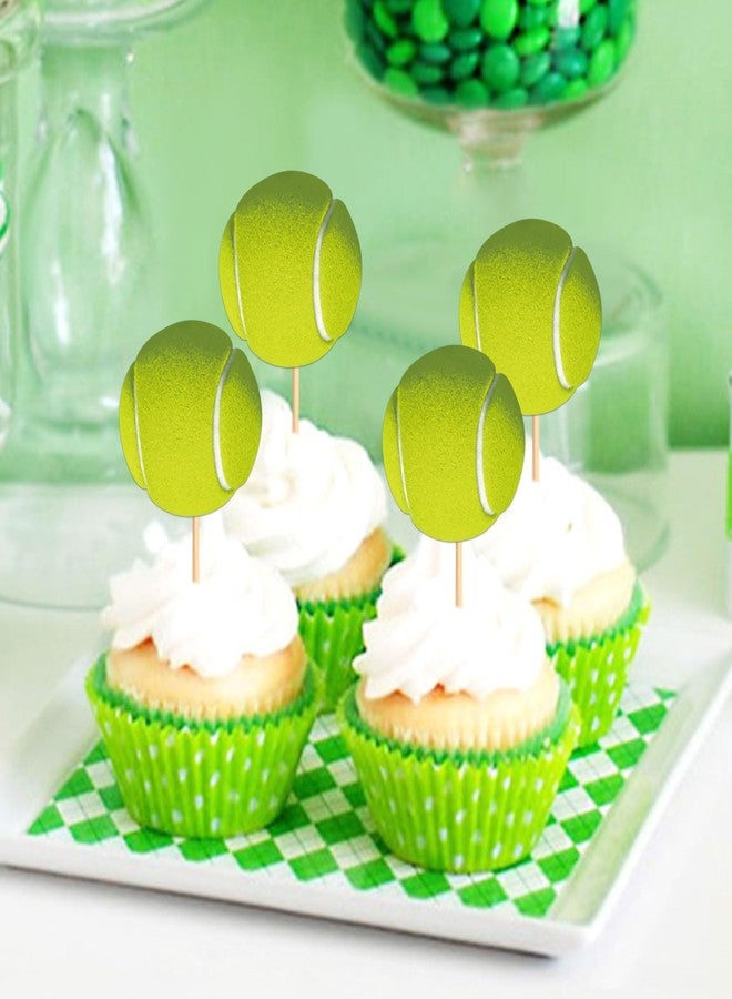 Ercadio 24 Pack Double Sided Tennis Cupcake Toppers Sports Ball Cupcake Picks Tennis Theme Birthday Cake Decorations for Baby Shower Kids Birthday Party Cake Decorations Supplies - Image 4