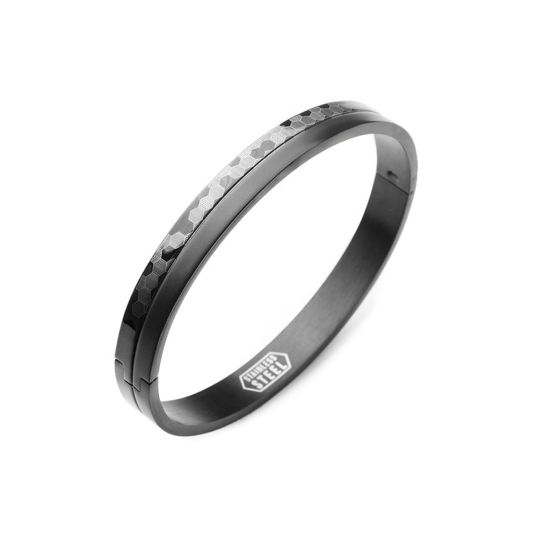 Mesmerize Stainless Steel Sirius Openable Oval Designer Kada Bracelets | Bracelet for Men and Boys |Designs| Waterproof, Anti-tarnish, Rust-free, Skin friendly | 8 mm Bracelets for Men | 6-Month Warranty - Image 1