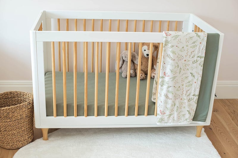 Pobibaby  Single Solid Premium Fitted Baby Crib Sheets for Standard Crib Mattress  UltraSoft Cotton Blend Safe and Snug and Stylish Solid Crib Sheet Sage Green - Image 3