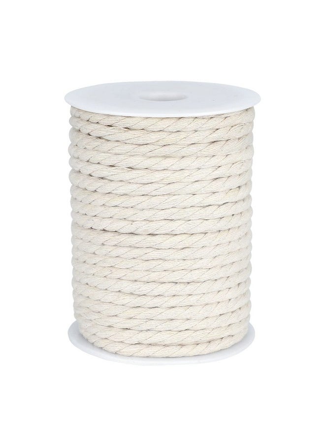 jijAcraft Cotton Cord 6Mm X 66 Feetnatural Cotton Macrame Twine String Rope Cord3 Ply Unbleached Macrame Rope1 4 Inch White Cotton Craft Rope For Wall Hangingsplant Hangersdecorpet Toys  - Image 1
