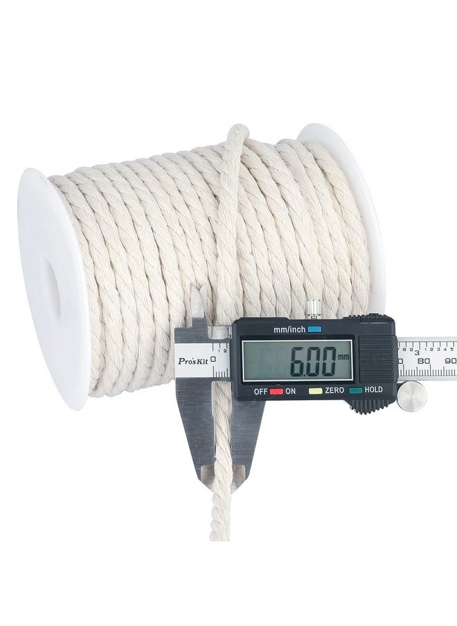 jijAcraft Cotton Cord 6Mm X 66 Feetnatural Cotton Macrame Twine String Rope Cord3 Ply Unbleached Macrame Rope1 4 Inch White Cotton Craft Rope For Wall Hangingsplant Hangersdecorpet Toys  - Image 2