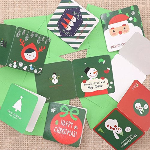 Rayker 24 Pack Mini Christmas Greeting Cards & Envelopes, Cute Stweety Small Size 3 x 3" Merry Christmas Greeting Cards Festival Color (Pack of 24) - Image 3