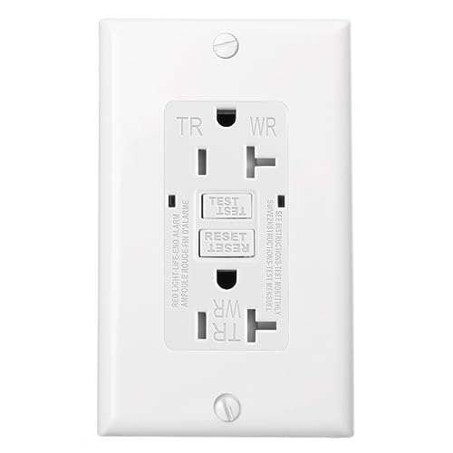 Baomain GFCI Outlet Receptacle with Wall Plate 20Amp 120VAC 60Hz, Tamper-Resistant,Weather-Resistant, Ground Fault Circuit Interruptor, GFI UL&CUL Listed White 20 Amp. (1PCS) - Image 1