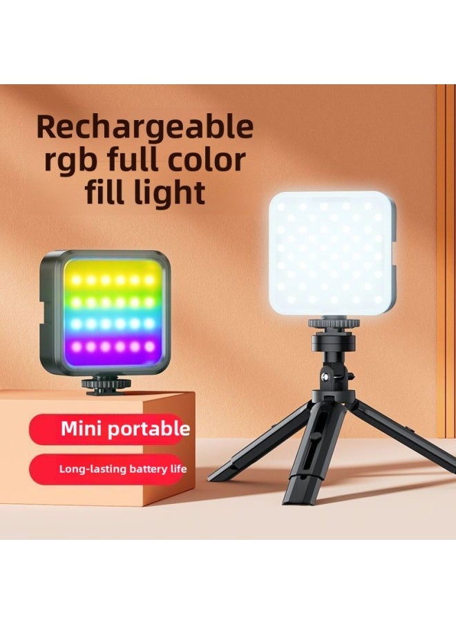 Generic - Customized Full-Color Flap Pocket Pants Light Rgb Fill Light Mobile Phone Photo Photography Selfie Live Broadcast Handheld Mini Atmosphere Light-Specification:Pocket Light Monochrome + Love Clip (clip Is Replaceable) - Image 1