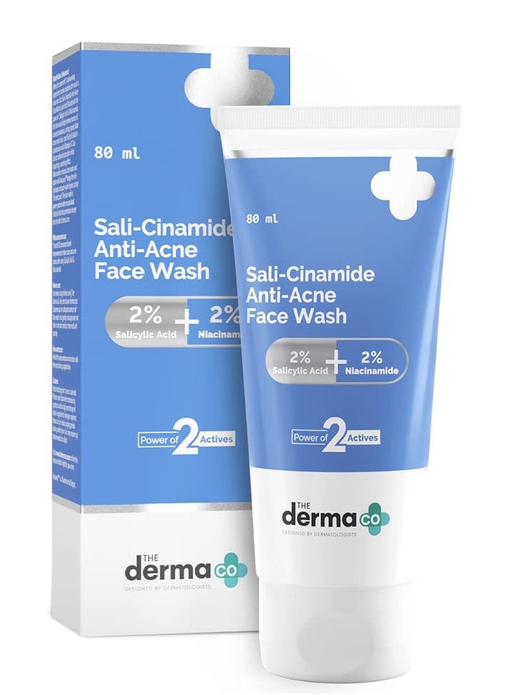 THE derma Co - The Derma Co Sali-Cinamide Anti-Acne Face Wash with 2% Salicylic Acid & 2% Niacinamide - 80ml - Image 1