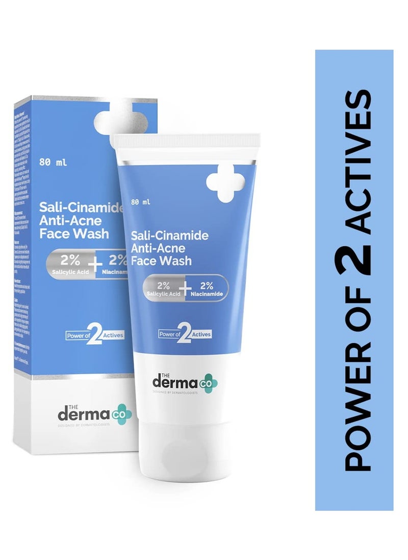 THE derma Co - The Derma Co Sali-Cinamide Anti-Acne Face Wash with 2% Salicylic Acid & 2% Niacinamide - 80ml - Image 1