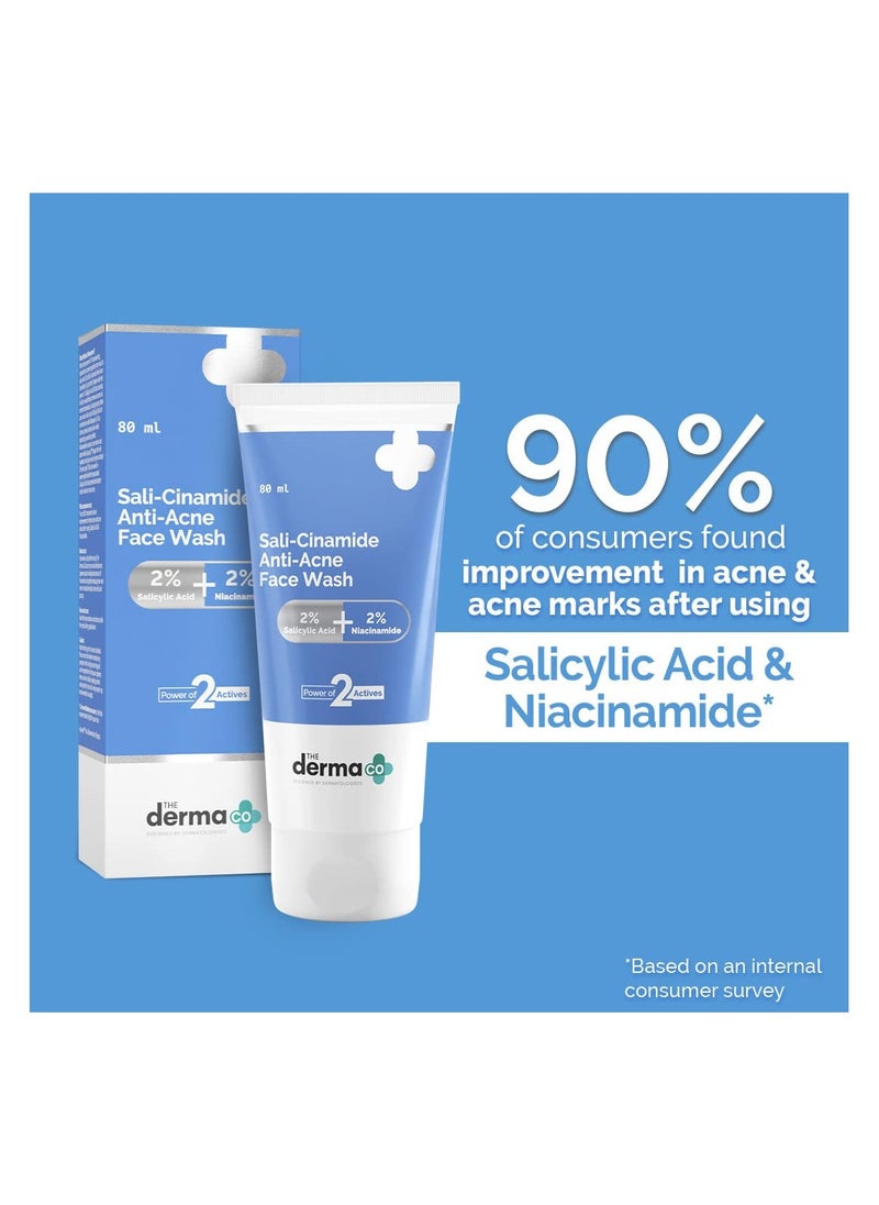 THE derma Co - The Derma Co Sali-Cinamide Anti-Acne Face Wash with 2% Salicylic Acid & 2% Niacinamide - 80ml - Image 1
