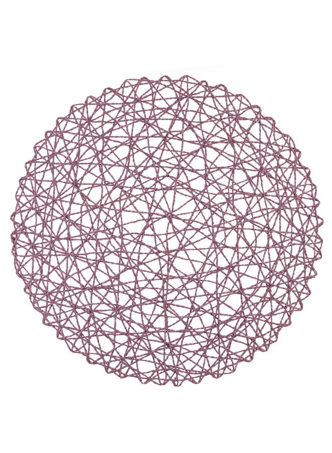 Restaurantware Spinweave 15 Inch Dining Table Placemats, Set Of 6 Round Kitchen Table Mats - Semi-Disposable, Handwoven, Pink Paper Circle Placemats, Durable, Table Mats For Holidays Or Weddings - Image 1