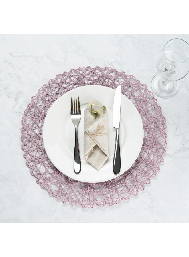 Restaurantware Spinweave 15 Inch Dining Table Placemats, Set Of 6 Round Kitchen Table Mats - Semi-Disposable, Handwoven, Pink Paper Circle Placemats, Durable, Table Mats For Holidays Or Weddings - Image 3