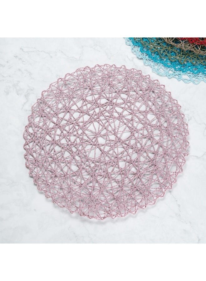 Restaurantware Spinweave 15 Inch Dining Table Placemats, Set Of 6 Round Kitchen Table Mats - Semi-Disposable, Handwoven, Pink Paper Circle Placemats, Durable, Table Mats For Holidays Or Weddings - Image 4
