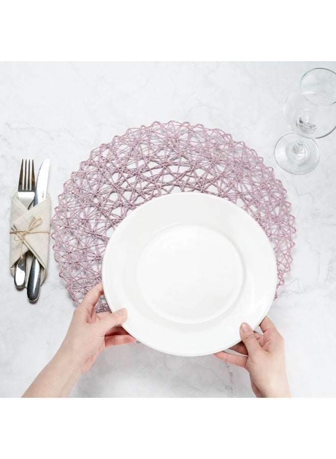 Restaurantware Spinweave 15 Inch Dining Table Placemats, Set Of 6 Round Kitchen Table Mats - Semi-Disposable, Handwoven, Pink Paper Circle Placemats, Durable, Table Mats For Holidays Or Weddings - Image 5
