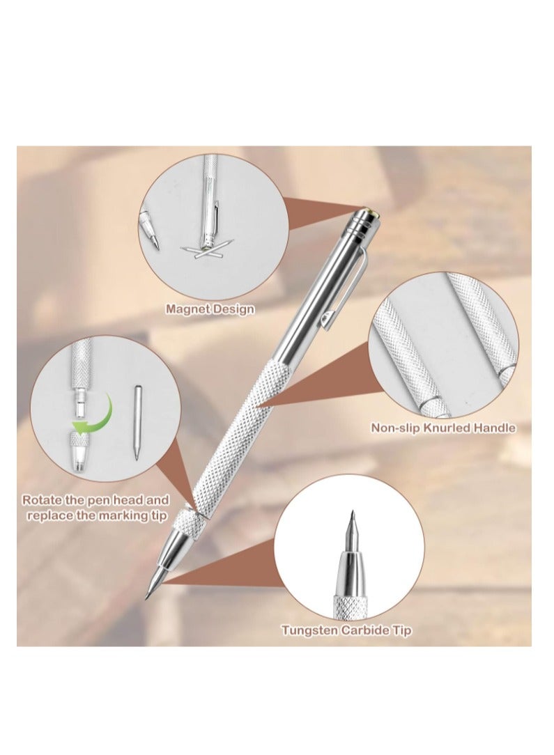 Yakumuz 2Pcs Tungsten Carbide Tip Scriber With 12 Replacement Marking Tip, Yakumuz Aluminium Magnet Carbide Scribe Tool Etching Pen With Clip, Metal Engraving Pen for Glass / Ceramics / Hardened Steel / Metal Sheet - Image 3