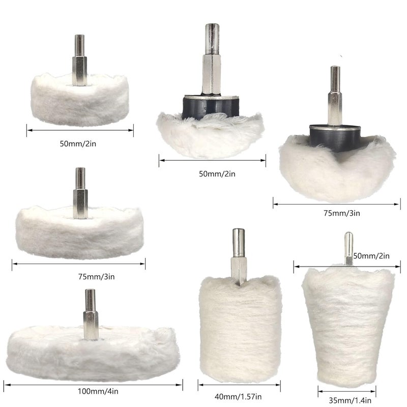 Tworider 14 Pcs Polishing Wheel for Drill, Buffing Pad Kit With 2 Pcs Compound and 5 Pcs Felt Wheel, for Aluminum, Stainless Steel, Chrome, Metal, Glass, Car Detailing - Image 2