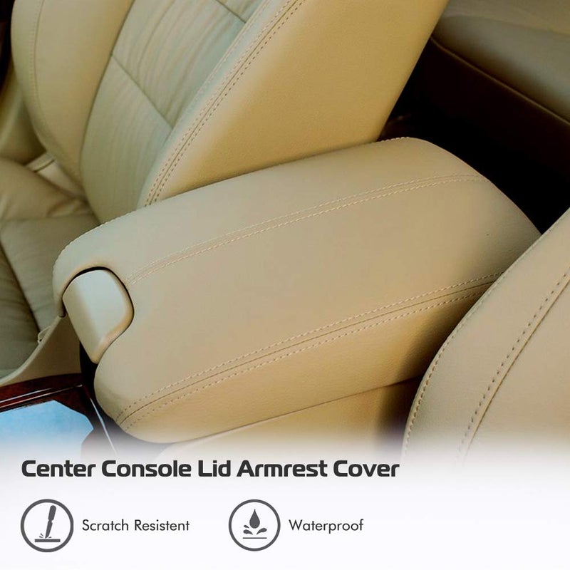A ABIGAIL غطاء مسند الذراع لكونسول الوسط بديل متوافق مع هوندا أكورد 2008 2009 2010 2011 2012 جلد صناعي غطاء كونسول (بيج) - Image 2