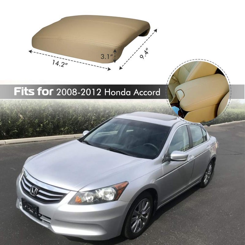 A ABIGAIL غطاء مسند الذراع لكونسول الوسط بديل متوافق مع هوندا أكورد 2008 2009 2010 2011 2012 جلد صناعي غطاء كونسول (بيج) - Image 5