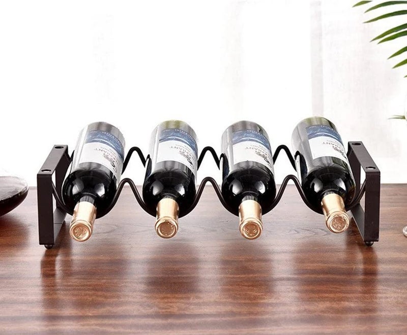 MosQuick® Metal Steel Free-Standing 3 Bottle Modular Wine Rack Storage Organizer for Kitchen Countertop, Table Top, Pantry, Fridge - Holder for Wine, Beer, Pop/Soda, Water, Stackable-1 pc - Image 1