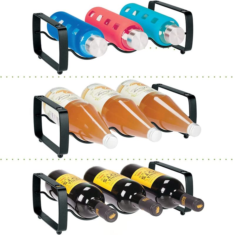 MosQuick® Metal Steel Free-Standing 3 Bottle Modular Wine Rack Storage Organizer for Kitchen Countertop, Table Top, Pantry, Fridge - Holder for Wine, Beer, Pop/Soda, Water, Stackable-1 pc - Image 3