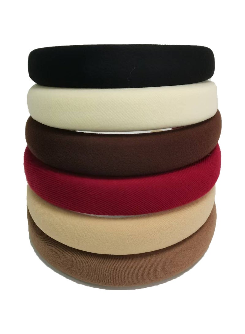 6 Pcs Knotted Wide Headbands for Fashion Women Girls Cute, Non-slip Solid Color Hair Bands Hair Hoops Hair Accessories for Daily Festival Gifts（Plush style） - Image 1