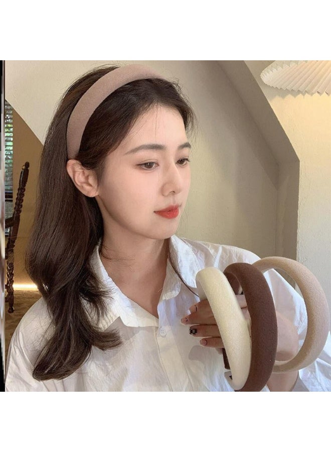 6 Pcs Knotted Wide Headbands for Fashion Women Girls Cute, Non-slip Solid Color Hair Bands Hair Hoops Hair Accessories for Daily Festival Gifts（Plush style） - Image 4