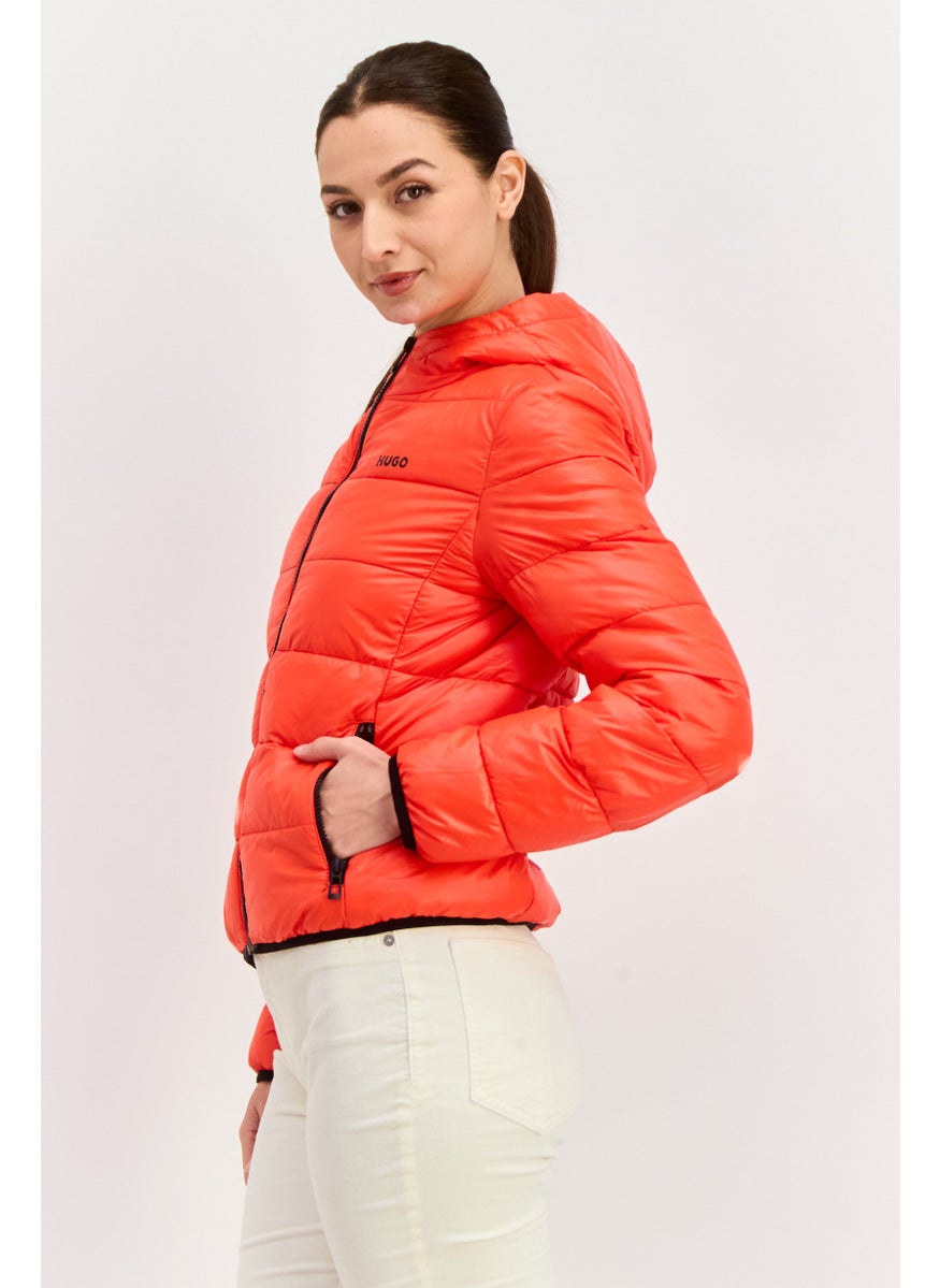 HUGO BOSS Women Quilted Puffer Jacket, Red  - Image 3