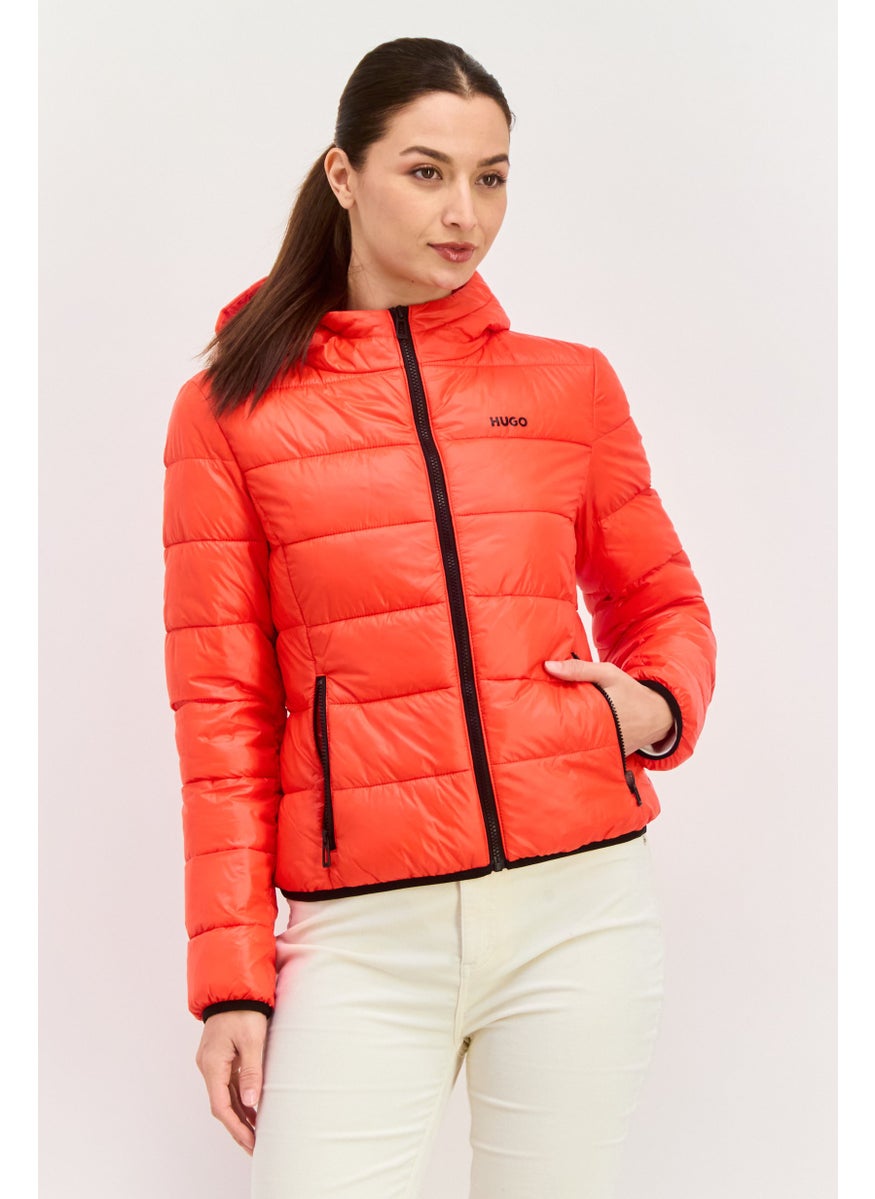 HUGO BOSS Women Quilted Puffer Jacket, Red  - Image 1