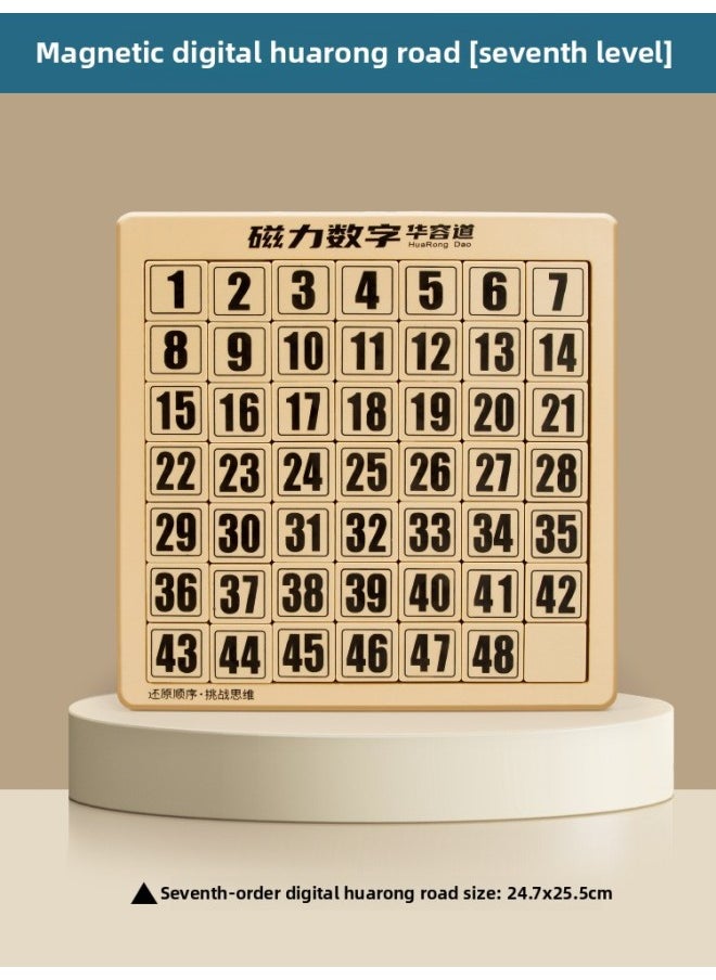 Huarong Road Sliding Puzzle Digital Special Primary School Students Hualong Three Kingdoms Children's Educational Toys Competition Magnetic Number HB-Color:[49 Grids] Magnetic Digital Huarong Road (level 7)  - Image 1