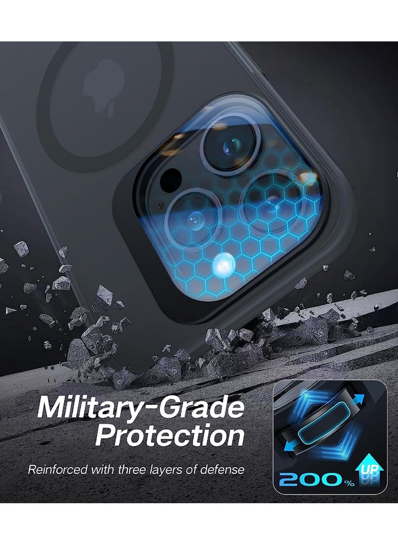 روك بو تنطبق على فون 14 برو حالة الهاتف مع كاميرا معدنية حامل [ المدمج في عدسة الكاميرا حامي 9H ] [ متوافق مع magsafe ] الصف العسكرية صدمة برهان شبه شفافة غير لامع المغناطيسي حالة الهاتف المحمول - Image 5